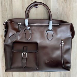 Breitling Brown Leather Briefcase Bag